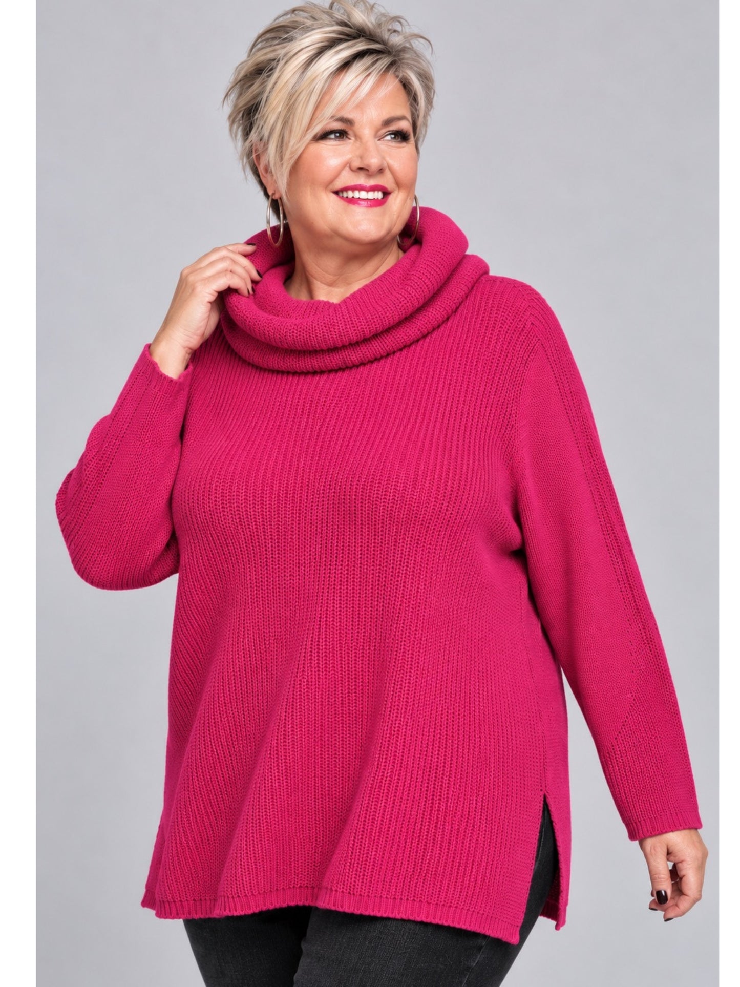 Heimod Strickpullover Baumwolle mit abnehmbarem Rollkragen – Pink, Schwarz, Ecru, Grün Gr. 44–60