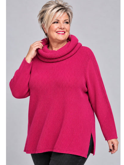 Heimod Strickpullover Baumwolle mit abnehmbarem Rollkragen – Pink, Schwarz, Ecru, Grün Gr. 44–60
