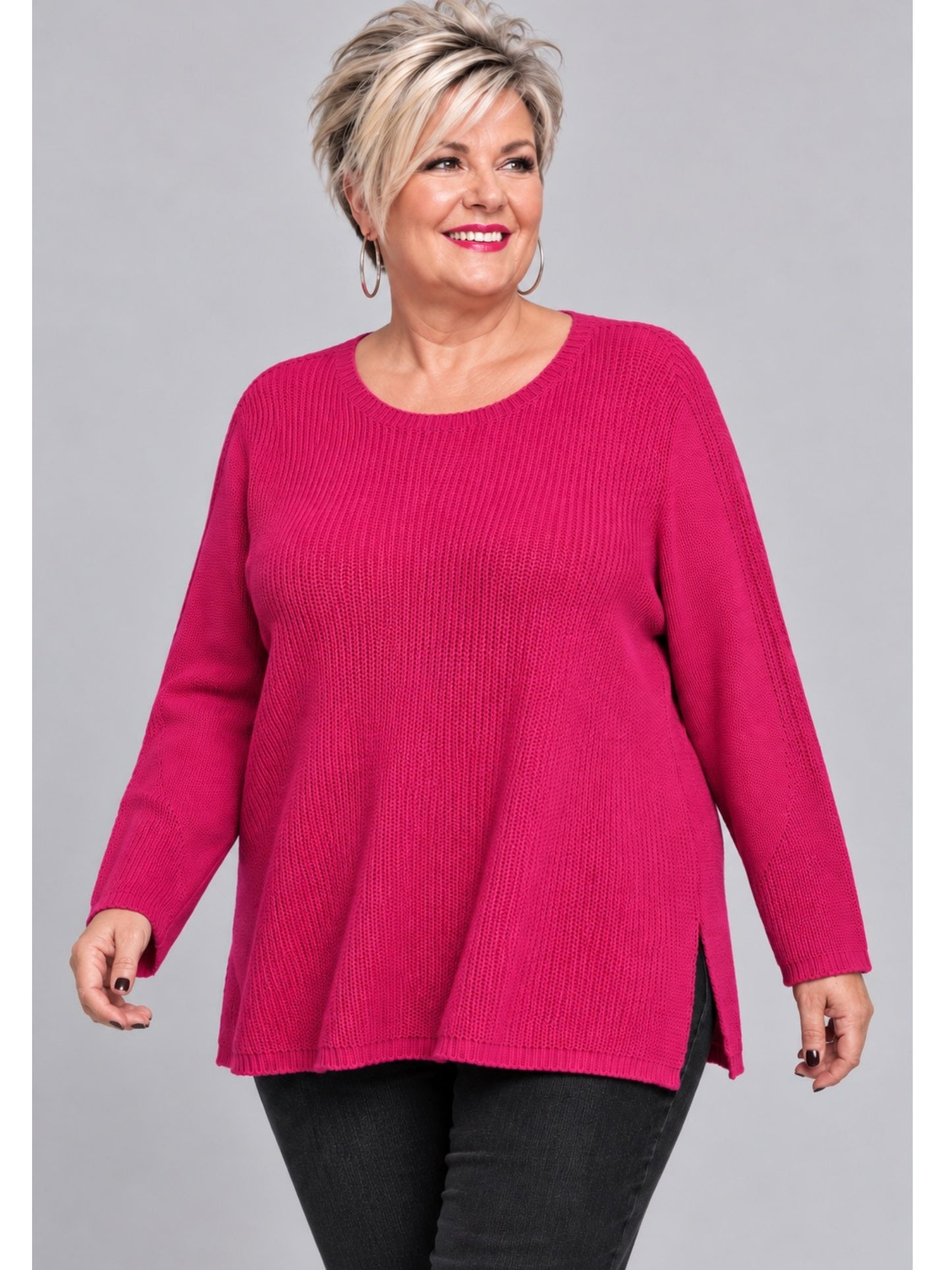 Heimod Strickpullover Baumwolle mit abnehmbarem Rollkragen – Pink, Schwarz, Ecru, Grün Gr. 44–60