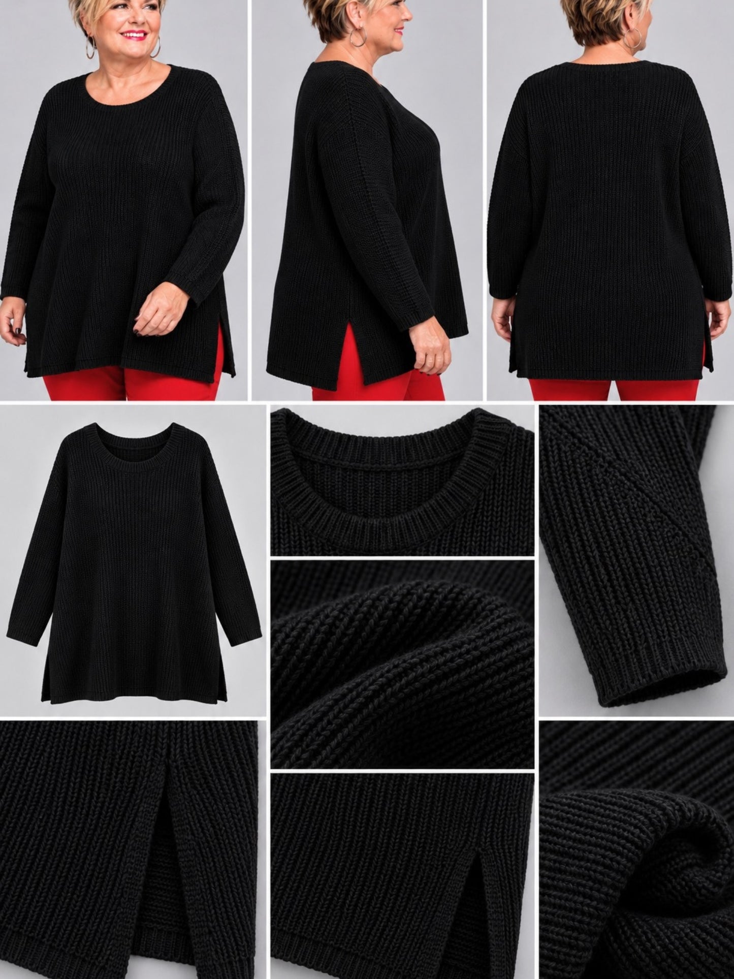 Heimod Strickpullover Baumwolle mit abnehmbarem Rollkragen – Pink, Schwarz, Ecru, Grün Gr. 44–60