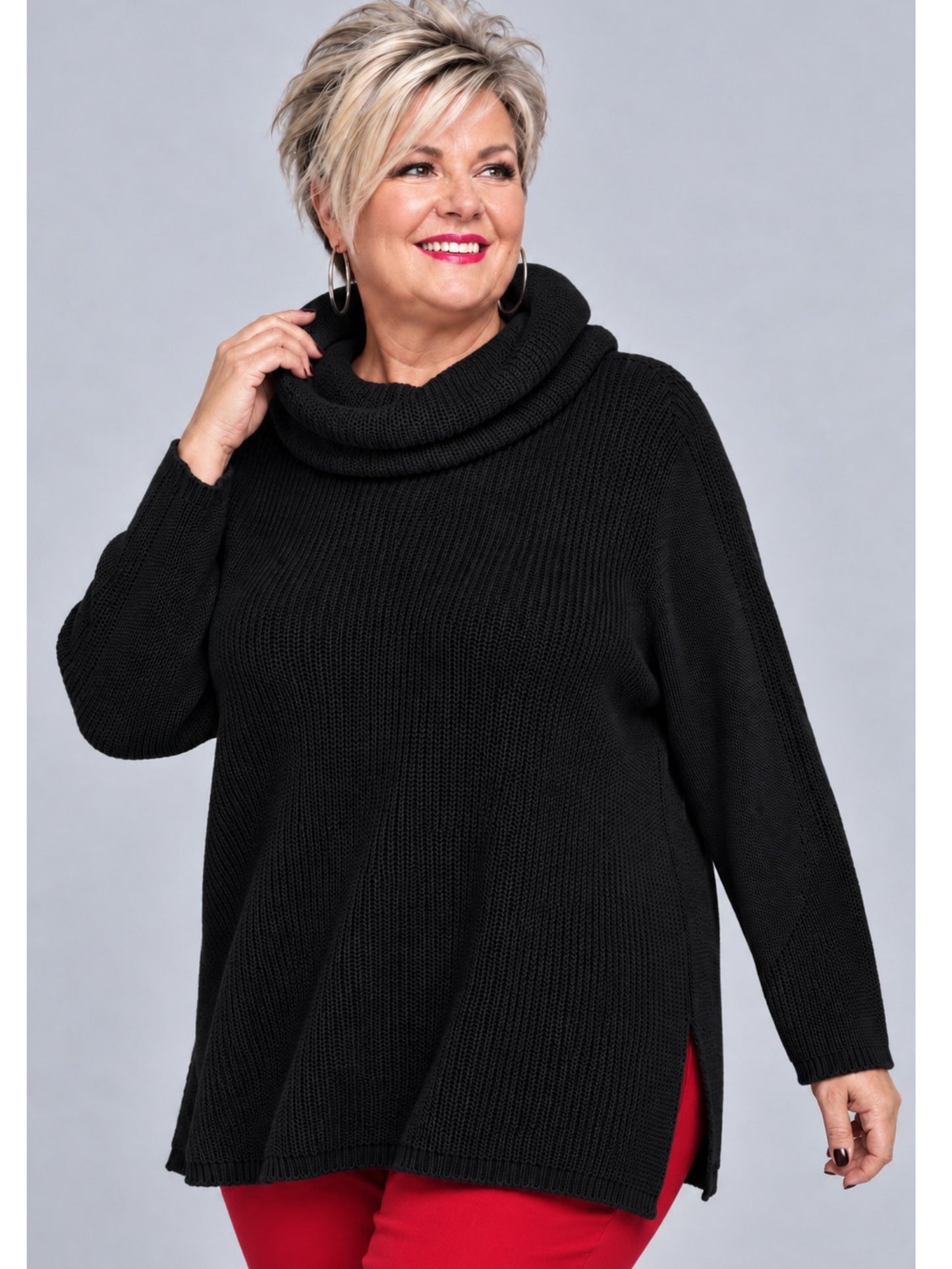 Heimod Strickpullover Baumwolle mit abnehmbarem Rollkragen – Pink, Schwarz, Ecru, Grün Gr. 44–60