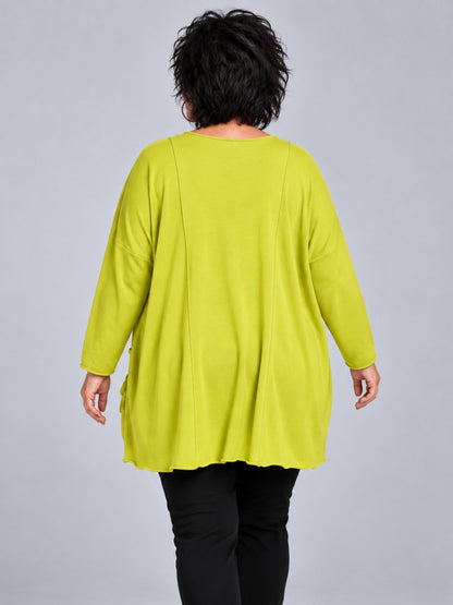 Amandine Feinstrick-Pullover mit abnehmbarer Ösen-Tasche Oversize – viele Farben, Einheitsgröße 44–60