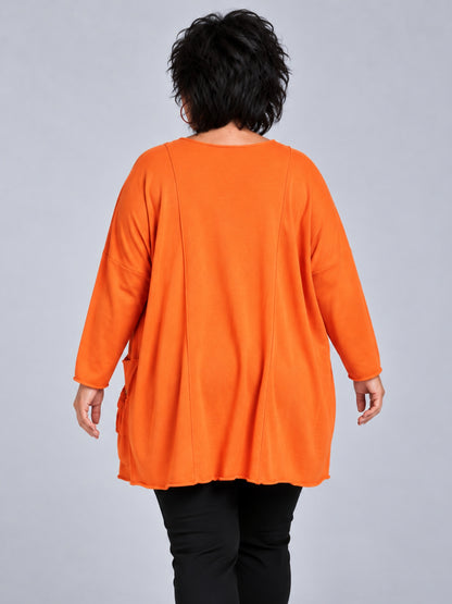Amandine Feinstrick-Pullover mit abnehmbarer Ösen-Tasche Oversize – viele Farben, Einheitsgröße 44–60