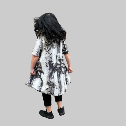 Chalou Long-Tunika Kleid Schwarz Grau Print große Größen – Nickis XXL Fashion – Ansicht 6