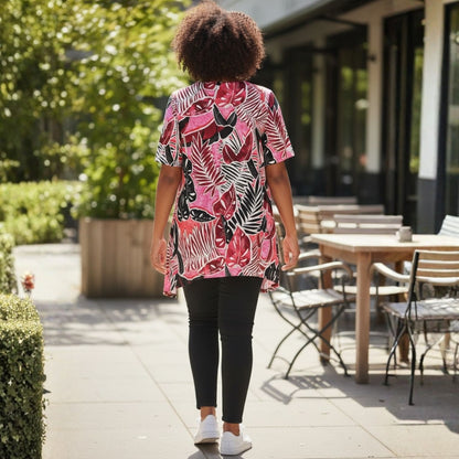 Chalou Shirt A-Linie Blätterprint große Größen – Nickis XXL Fashion – Ansicht 2