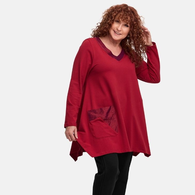 DYB – Do Your Best Tunika Rot – weich, edel & ausdrucksstark 42 44 46 48 50 52 54 56 58