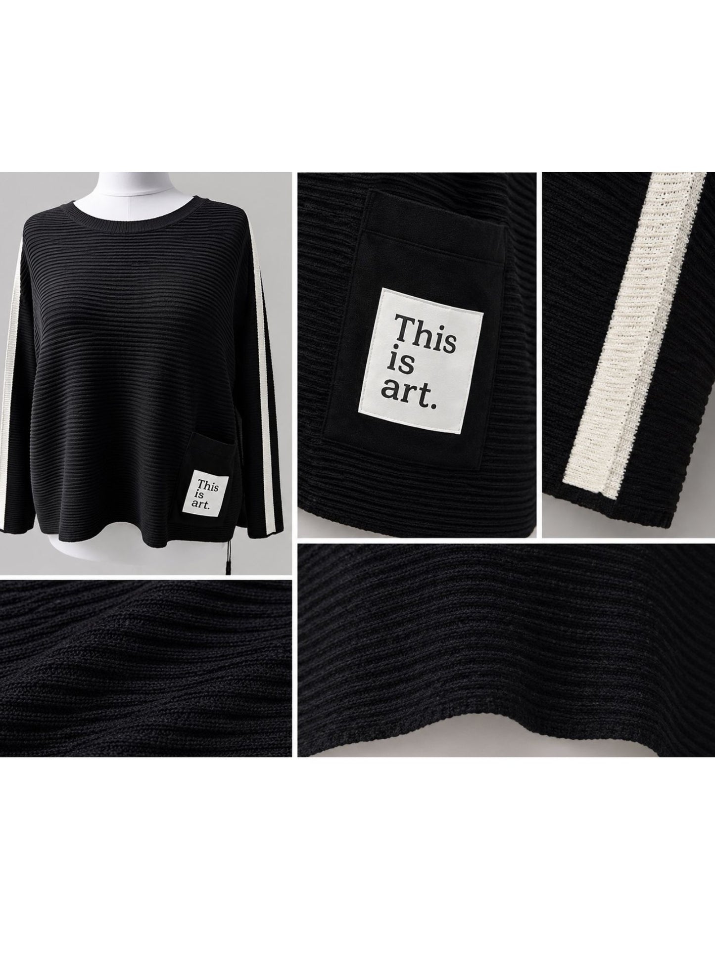 Doris Streich Strick-Kurzpullover Schwarz-Weiß Gr. 44–54