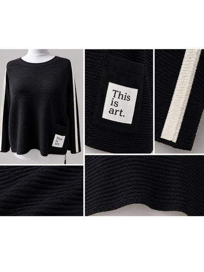 Doris Streich Strick-Kurzpullover Schwarz-Weiß Gr. 44–54