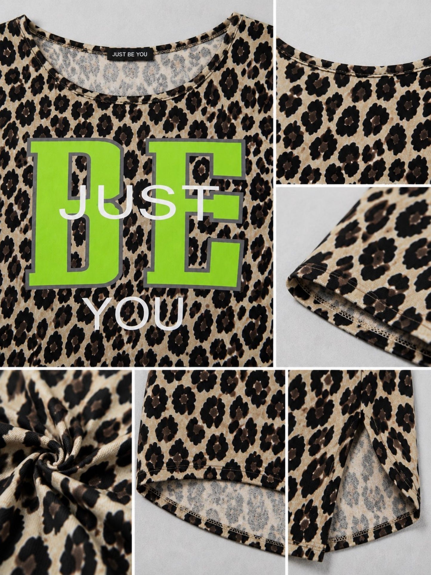 Doris Streich Sweatshirt Leo-Print mit Folienprint in Kiwi – Beige/Schwarz Gr. 44–56