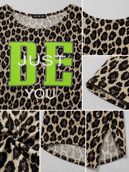 Doris Streich Sweatshirt Leo-Print mit Folienprint in Kiwi – Beige/Schwarz Gr. 44–56