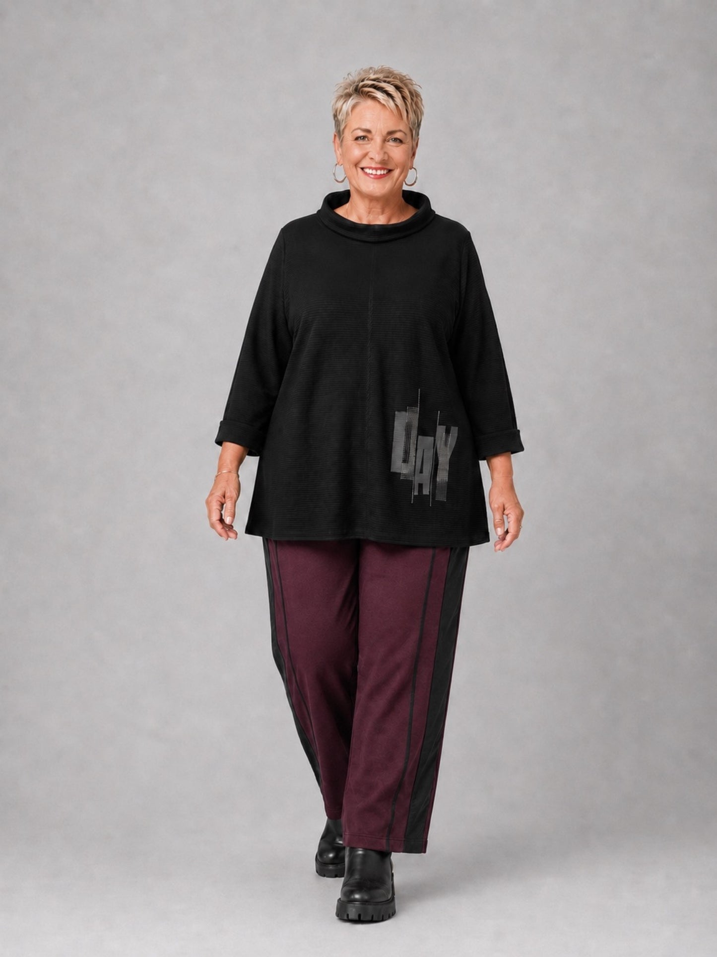 Doris Streich Marlene-Hose Modal mit Seitenstreifen – Beere Gr. 44–56