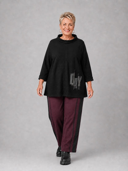 Doris Streich Marlene-Hose Modal mit Seitenstreifen – Beere Gr. 44–56