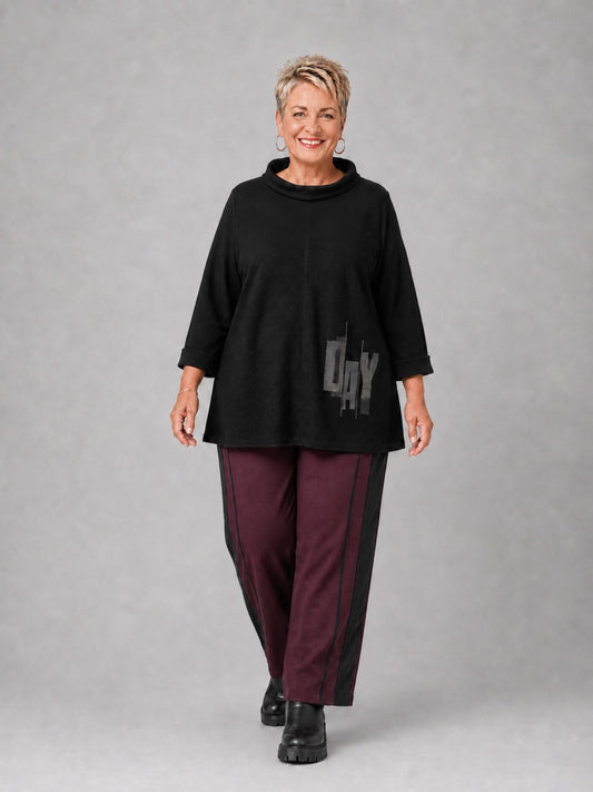 Doris Streich Marlene-Hose Modal mit Seitenstreifen – Beere Gr. 44–56