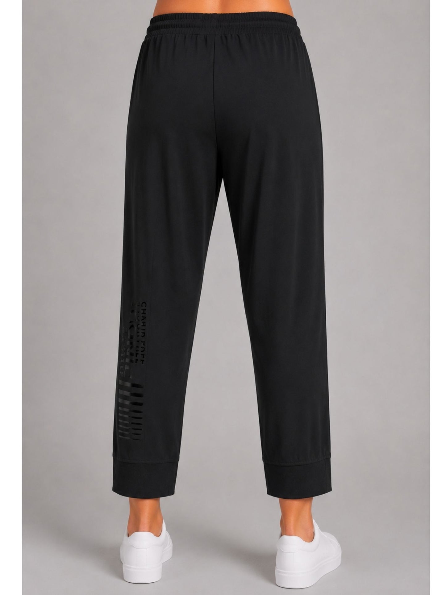 Doris Streich Hose mit Glanzprint und Tunnelzug schwarz