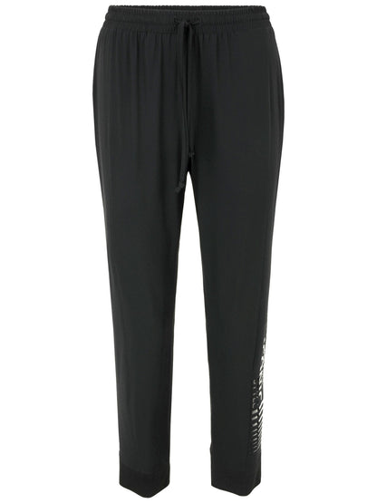 Doris Streich Hose mit Glanzprint und Tunnelzug schwarz