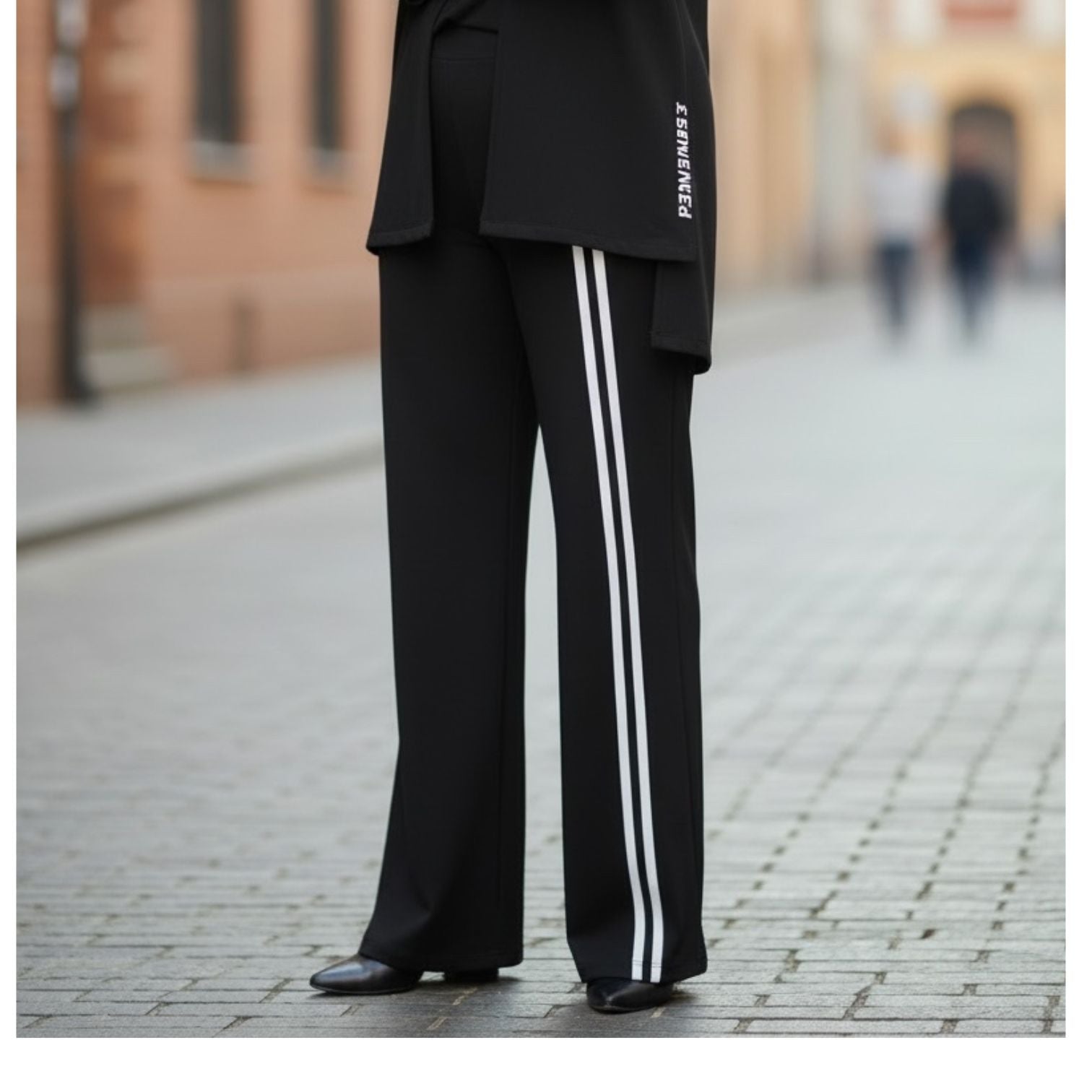 Doris Streich Hose Schwarz weiße Frontstreifen große Größen – Nickis XXL Fashion