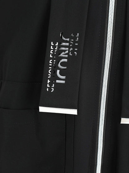 Doris Streich Jacke mit Kapuze und Glanzprint schwarz