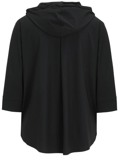 Doris Streich Jacke mit Kapuze und Glanzprint schwarz