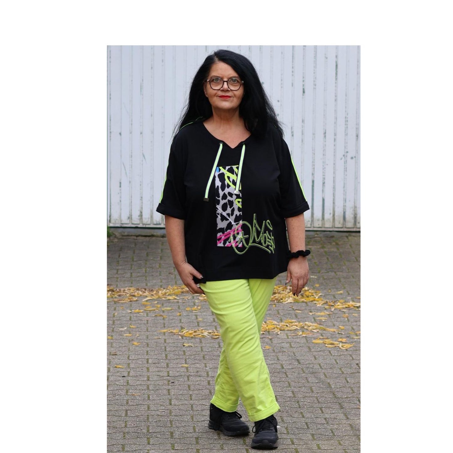 Doris Streich Jeanshose Neon-Grün Slim Fit