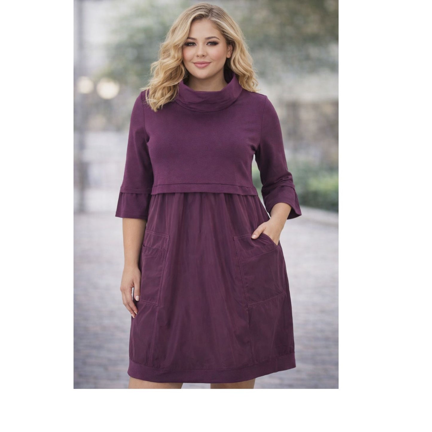 Doris Streich Kleid Beere Microtaft große Größen – Nickis XXL Fashion