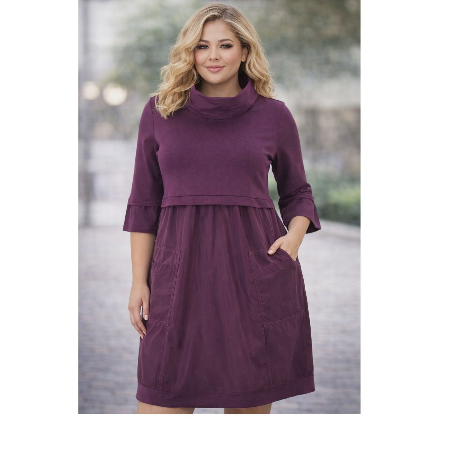 Doris Streich Kleid Beere Microtaft große Größen – Nickis XXL Fashion