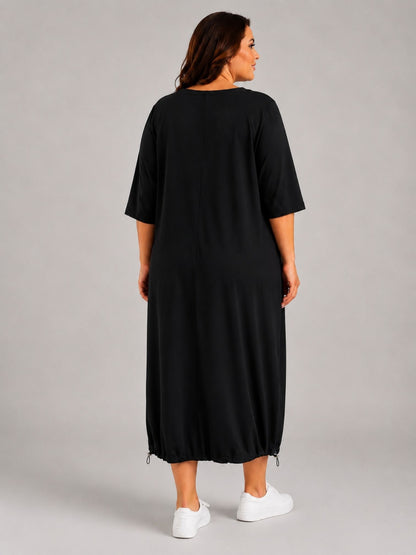 Doris Streich Kleid mit Reißverschluss und Glanzprint schwarz