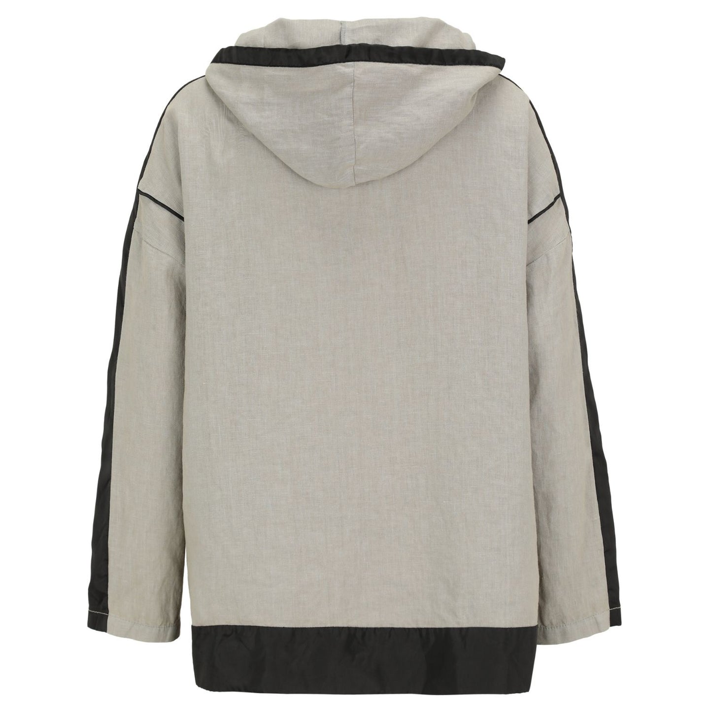 Doris Streich Leinenjacke Hellkhaki-Schwarz mit Kapuze