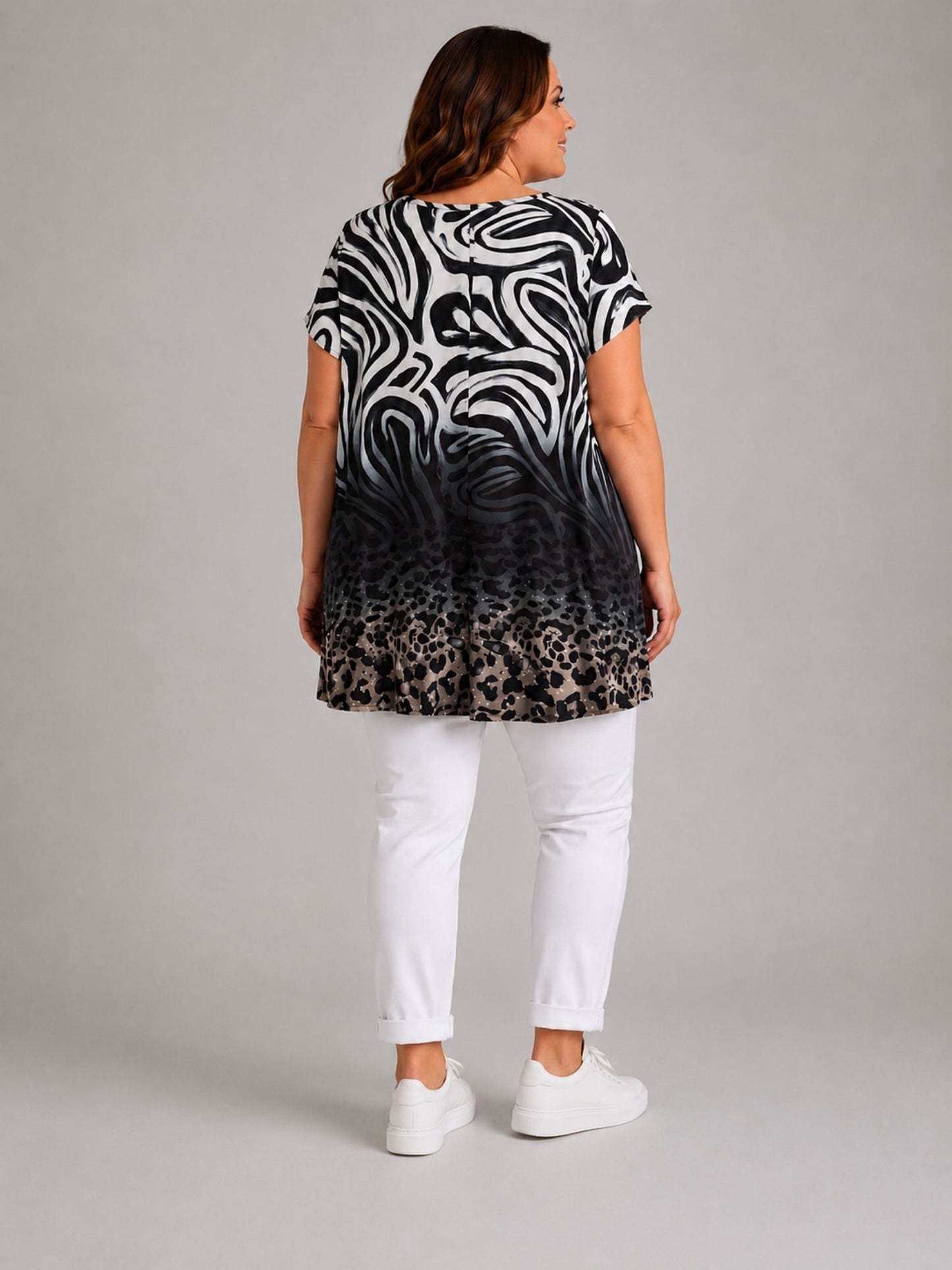 Doris Streich Longshirt Animal-Mix-Print Zebra Leopard große Größen