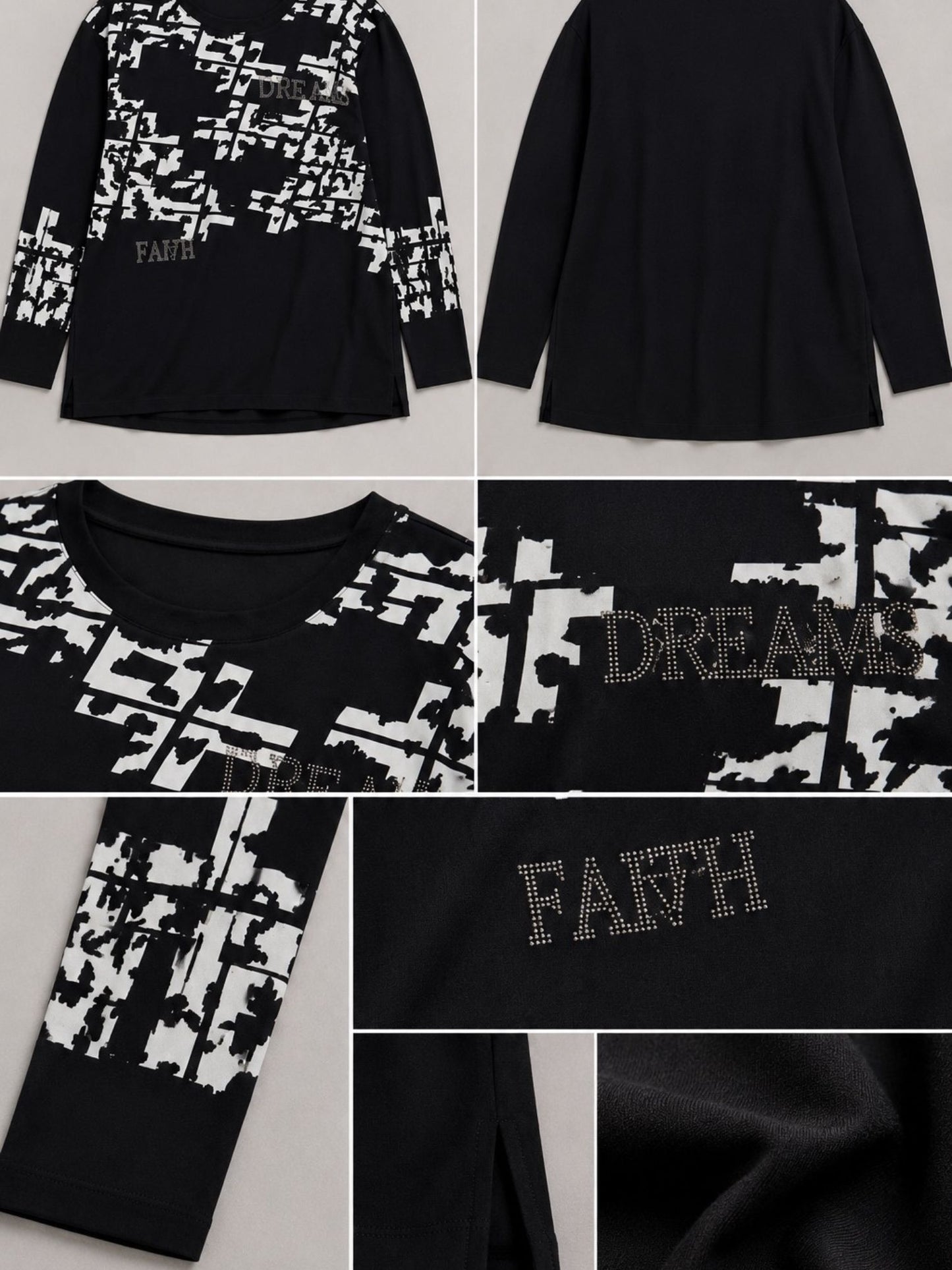 Doris Streich Shirt Modal Langarm Grafikdruck – Schwarz/Weiß Gr. 44–56