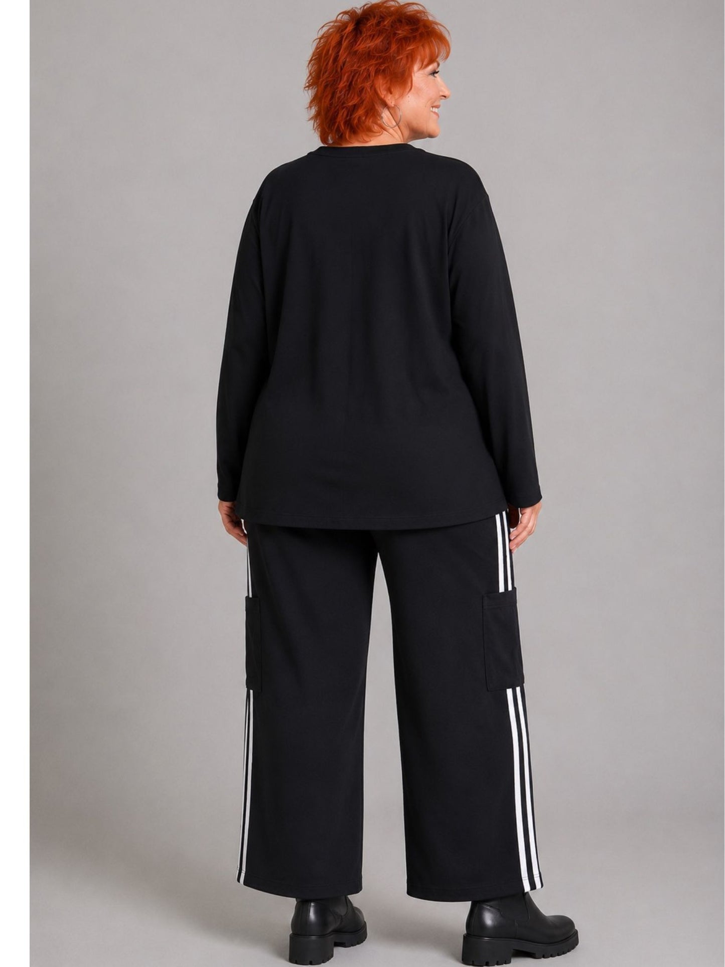 Doris Streich Shirt Modal Langarm Grafikdruck – Schwarz/Weiß Gr. 44–56