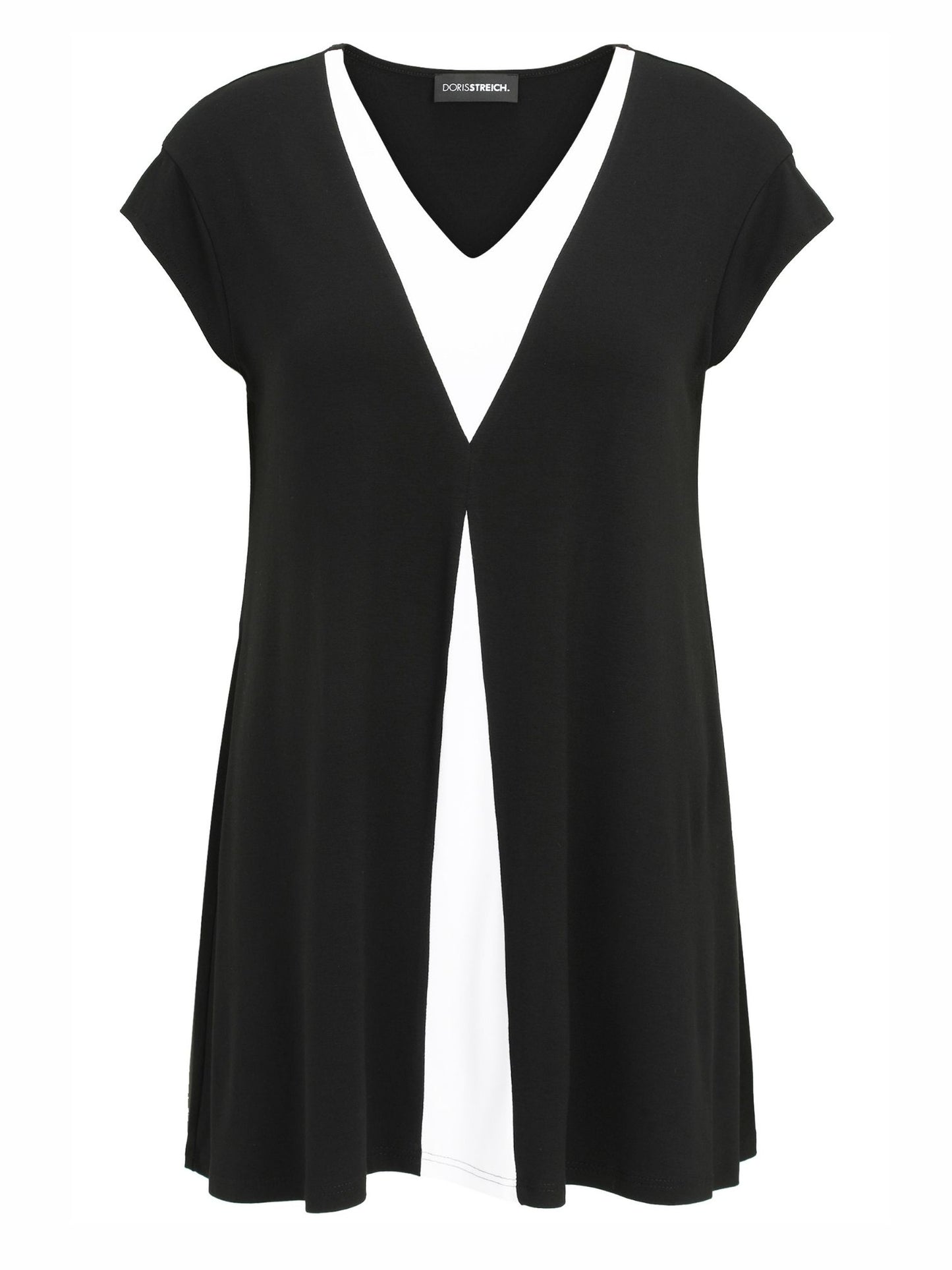 Doris Streich Shirt – Schwarz-Weiß Colorblock – schlank & elegant – Große Größen 44–56