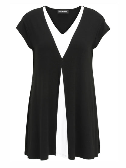 Doris Streich Shirt – Schwarz-Weiß Colorblock – schlank & elegant – Große Größen 44–56