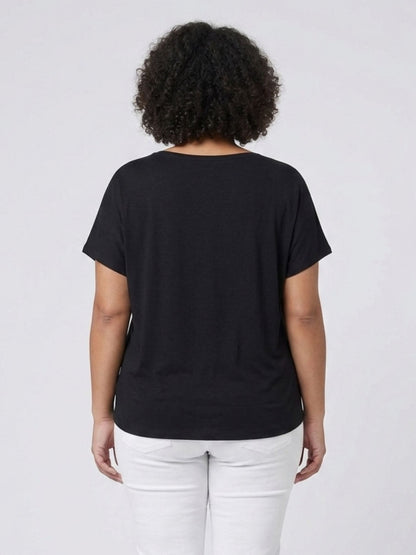 Doris Streich Shirt „Oh La La" – Straß-Print – Schwarz – Große Größen 44–56