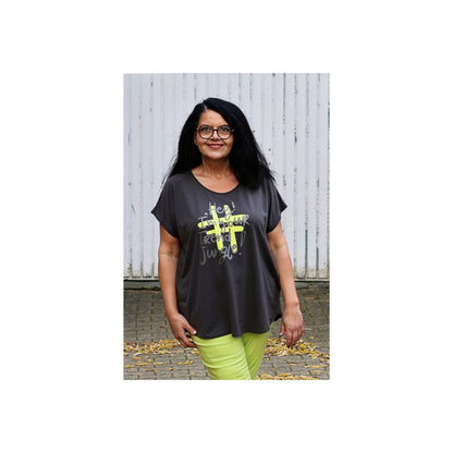 Doris Streich Shirt Schwarz mit Neon-Print