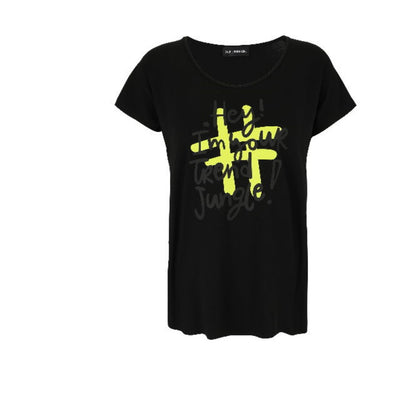 Doris Streich Shirt Schwarz mit Neon-Print