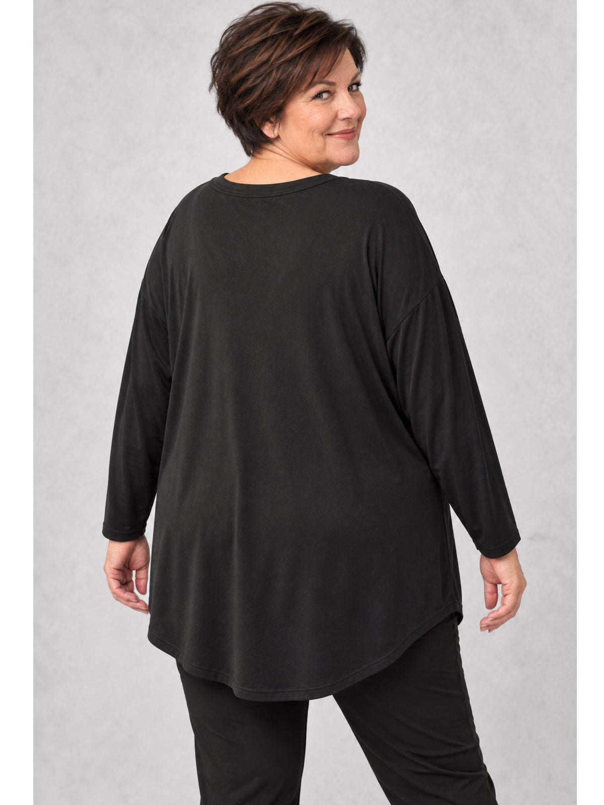 Doris Streich Langarmshirt Viskose mit Glitzer-Sneaker – Schwarz Gr. 44–56