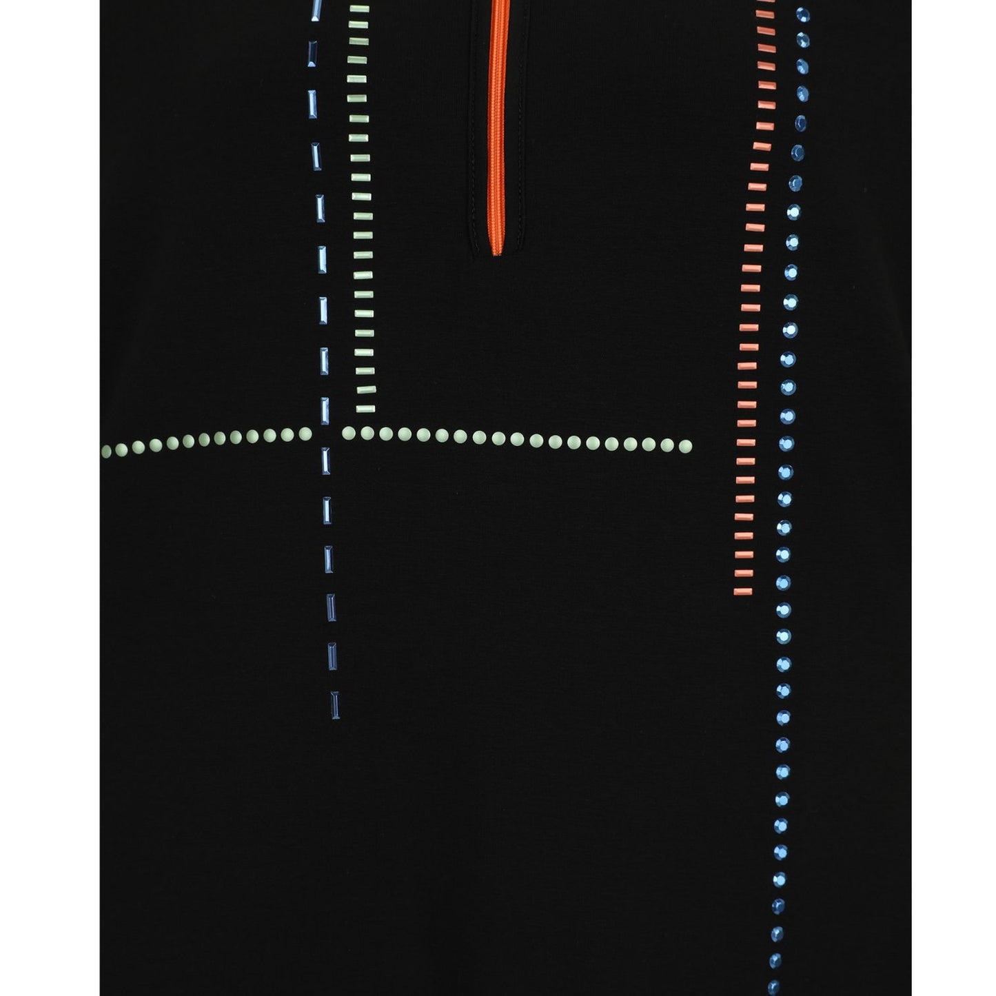 Doris Streich Shirt Schwarz mit bunten Highlights & Zipper