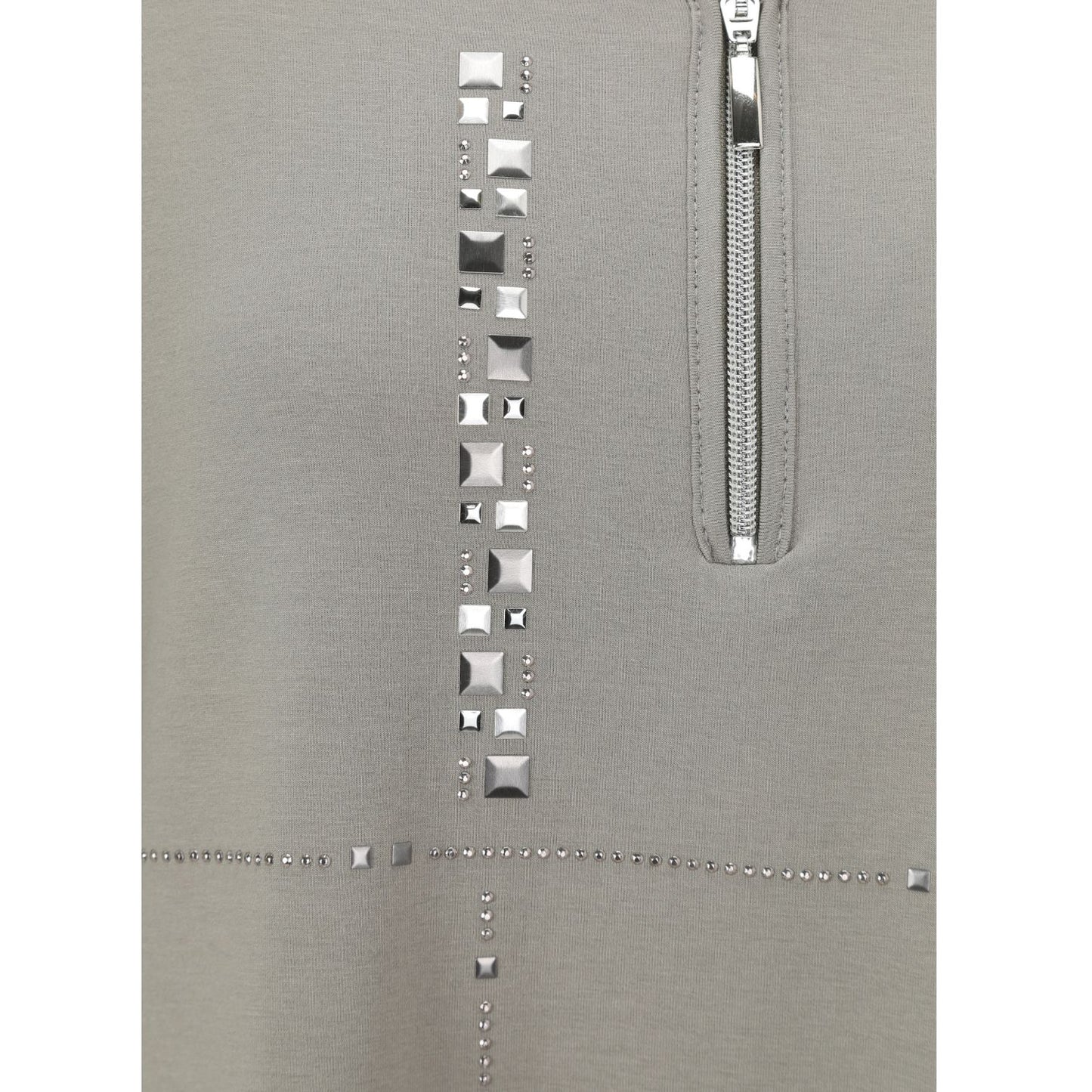 Doris Streich Shirt Taupe mit silbernen Highlights & Zipper