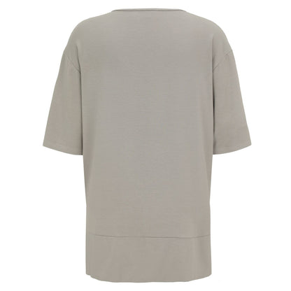 Doris Streich Shirt Taupe mit silbernen Highlights & Zipper