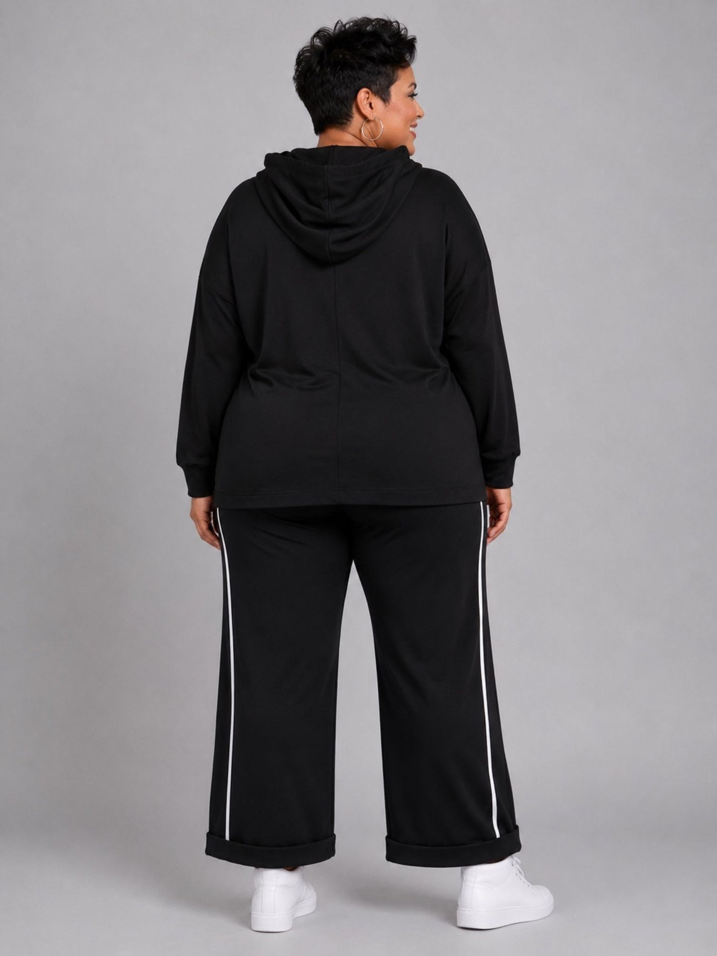 Doris Streich Hoodie Viskose Oversize Grafikdruck – Schwarz/Weiß Gr. 44–56