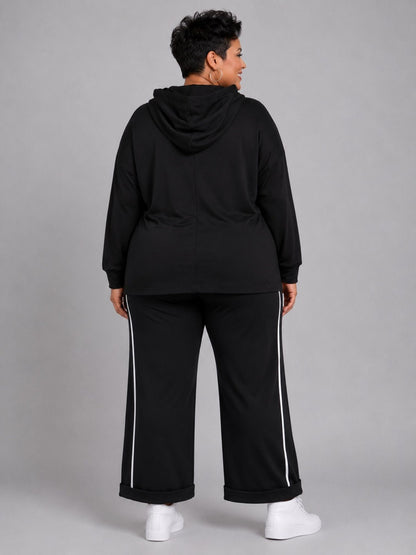 Doris Streich Hoodie Viskose Oversize Grafikdruck – Schwarz/Weiß Gr. 44–56