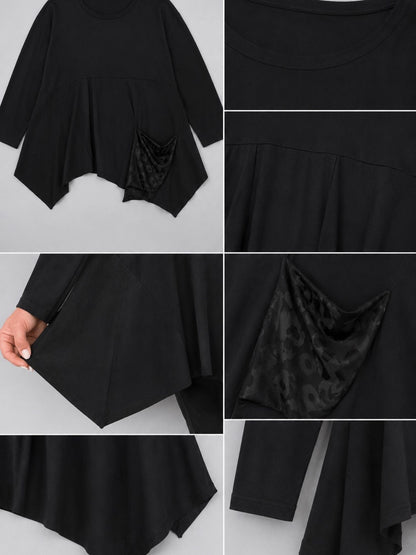 DYB- do your best Shirt Viskose A-Linie mit Leo-Tasche – Schwarz Gr. 44–58