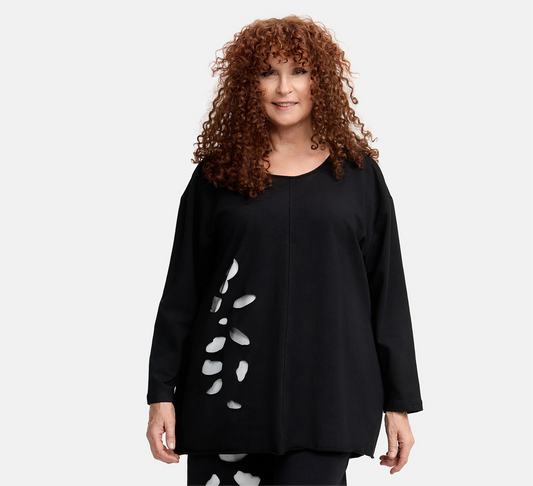 DYB Shirt Laser Cut Schwarz Weiß große Größen – Nickis XXL Fashion