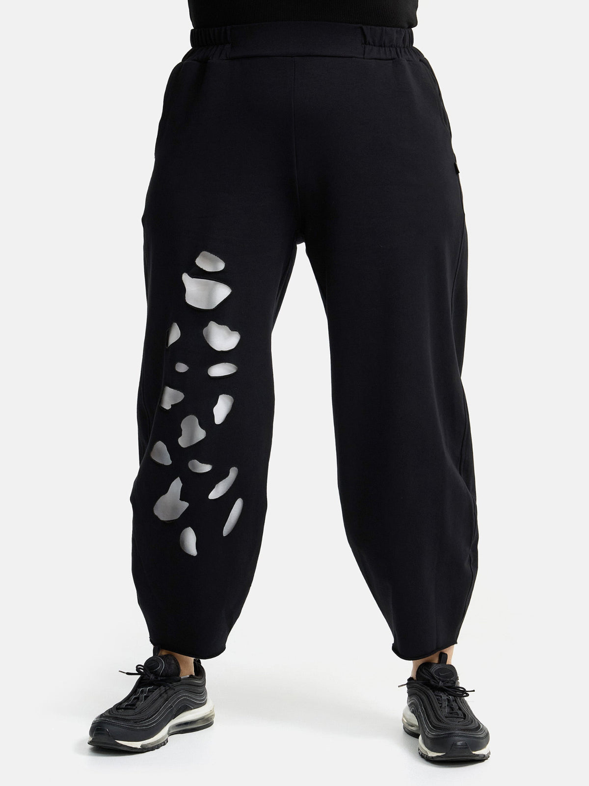 DYB Hose Laser Cut Schwarz Weiß große Größen – Nickis XXL Fashion