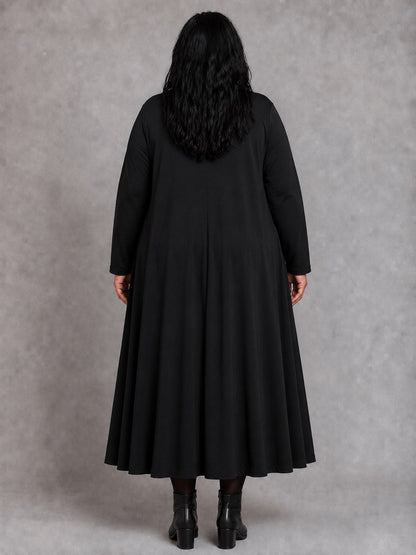 Frenzi Kleid Blütendruck Rot Oversize – Einheitsgröße 44–58, Schwarz/Rot