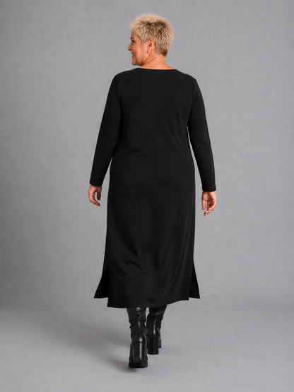Frenzi Kleid Batikdruck Oversize – Einheitsgröße 44–58, Schwarz/Braun