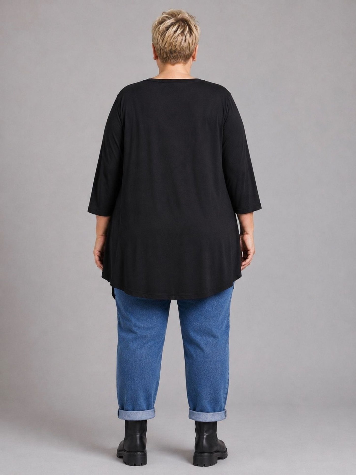 Frenzi Shirt Raubkatzen-Druck im Magazin-Look Oversize – Einheitsgröße 44–56, Schwarz/Gelb