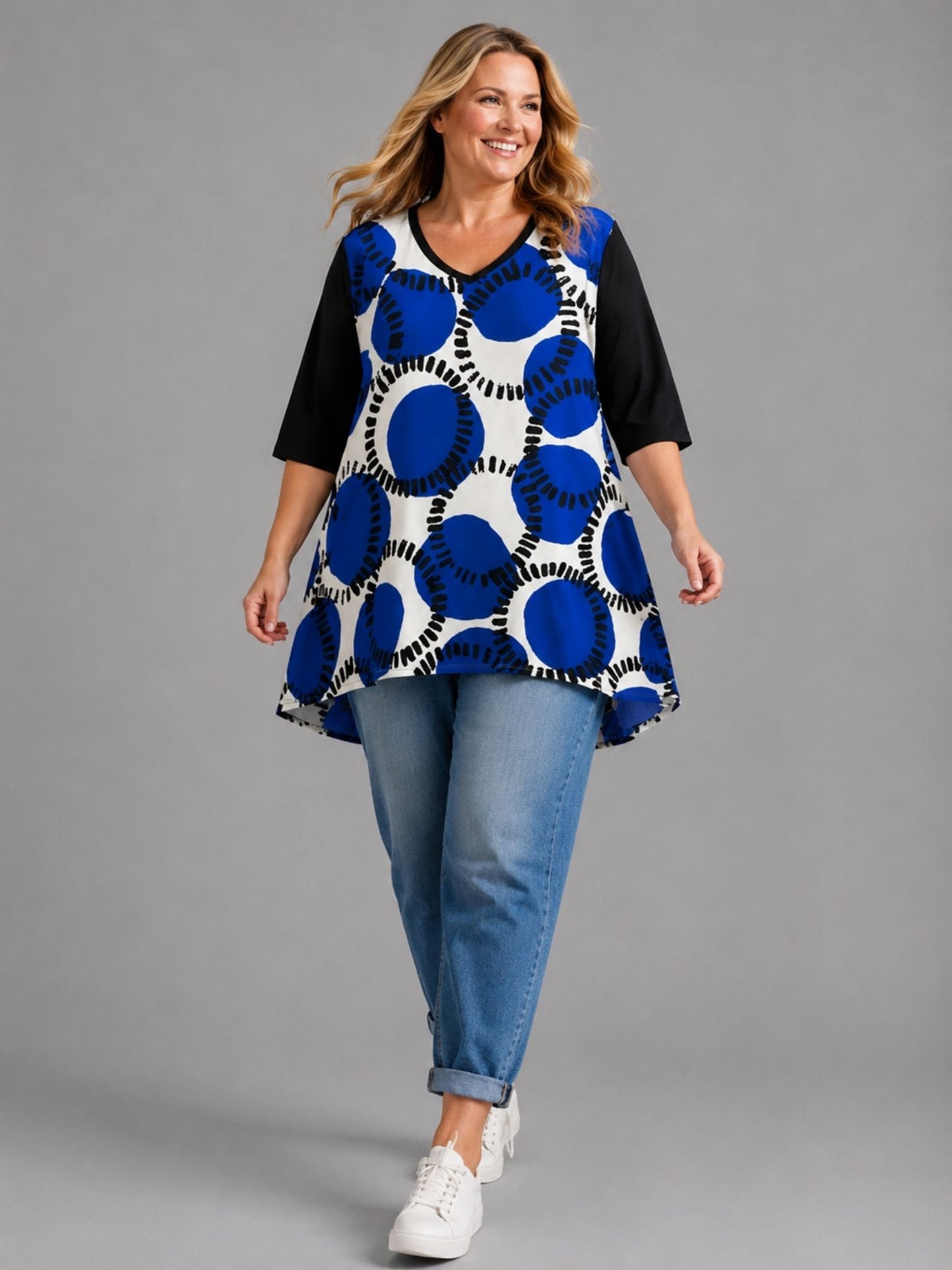 Frenzi Oversize Shirt mit Blumendruck – große Größen 44–58 – Einheitsgröße