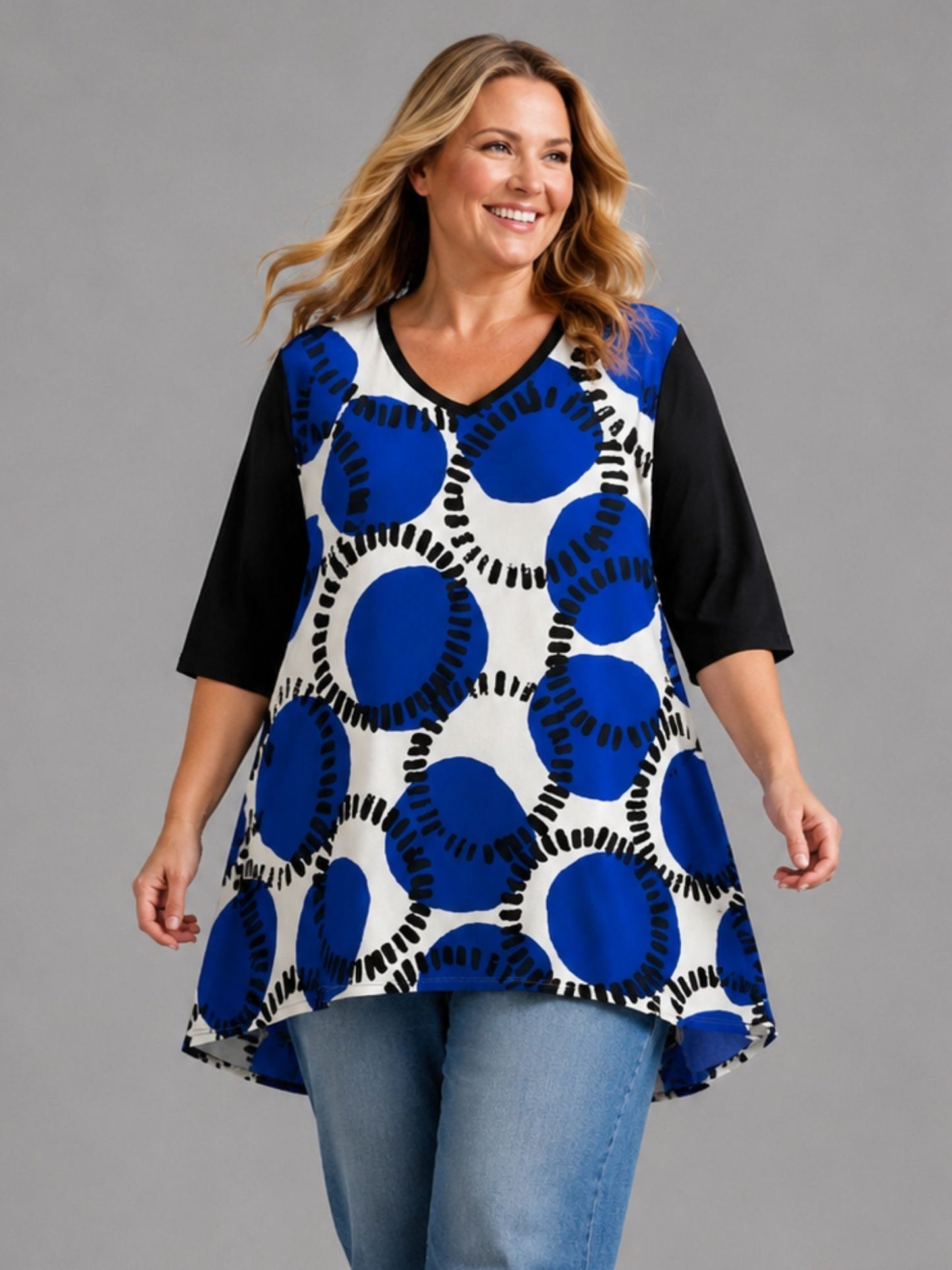 Frenzi Oversize Shirt mit Blumendruck – große Größen 44–58 – Einheitsgröße
