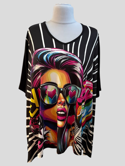 Frenzi Oversize Shirt große Größen – Comic Print Tunika